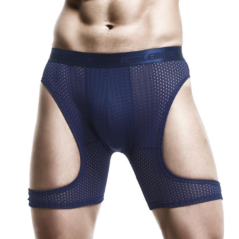 Men's Anti-Friction Ice Silk Long Boxer Briefs - Large Size Sports Running Tights