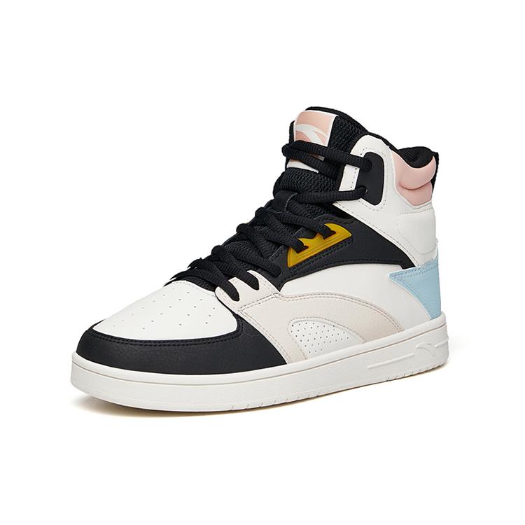 New Anta Abrasion Resistant Slip Resistant High Top Skateboard Shoes Women's White Pink Blue 122138071-2