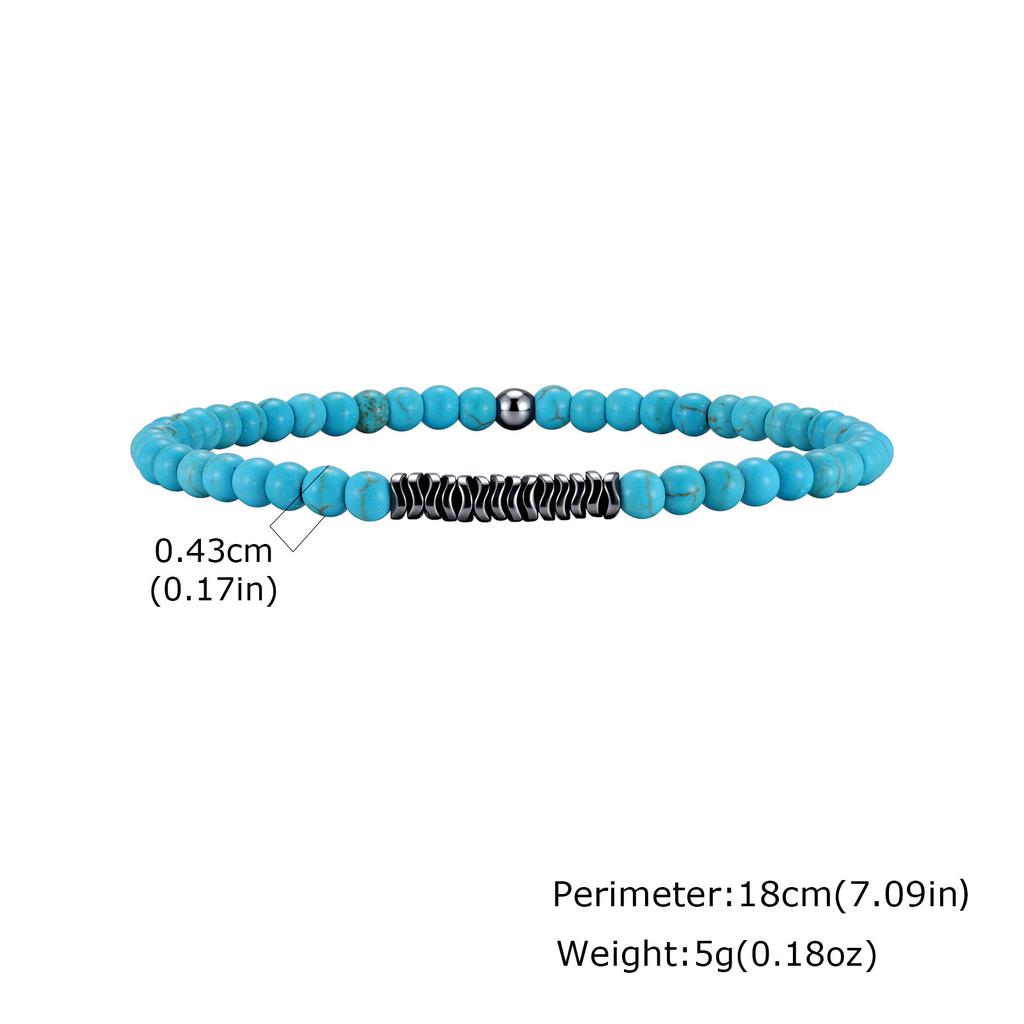 Simple Natural Stone Beads Bracelets for Men 4mm Natural Turquoises Tiger Eye Stone Elastic Bracelet Fashion Meditation Jewelry