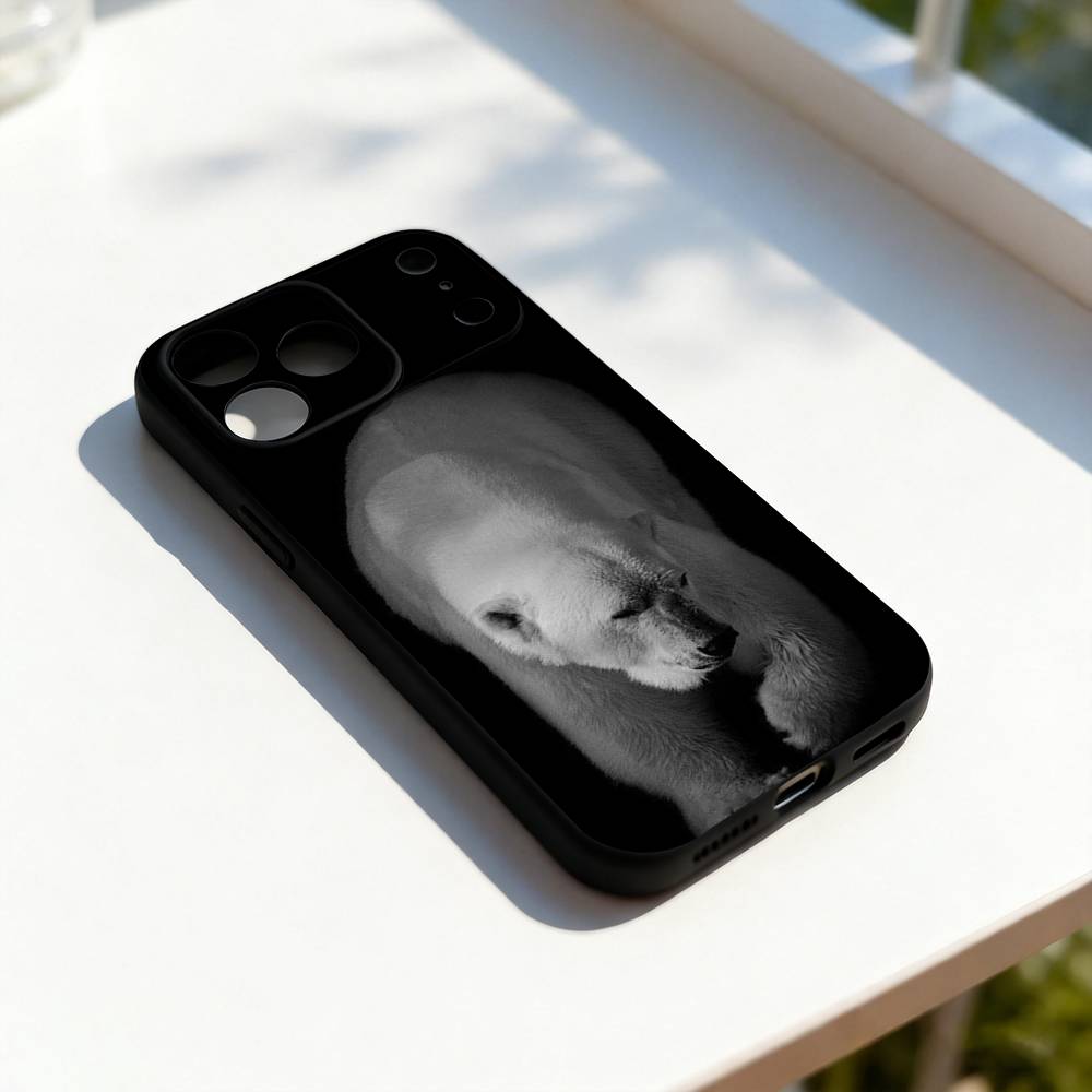 

Art Polar Bear Cute For iPhone 17,16,15,14,13,12,11,Pro,Max,Plus,E,SE4,Air,Mini Black Soft Cover Phone Case iPhone17air