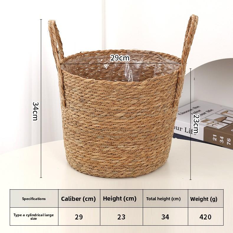 Nordic Extra Large Straw Woven Flower Pot for Green Plants Seaweed Storage Basket Handmade Floor Indoor Decorative Planter