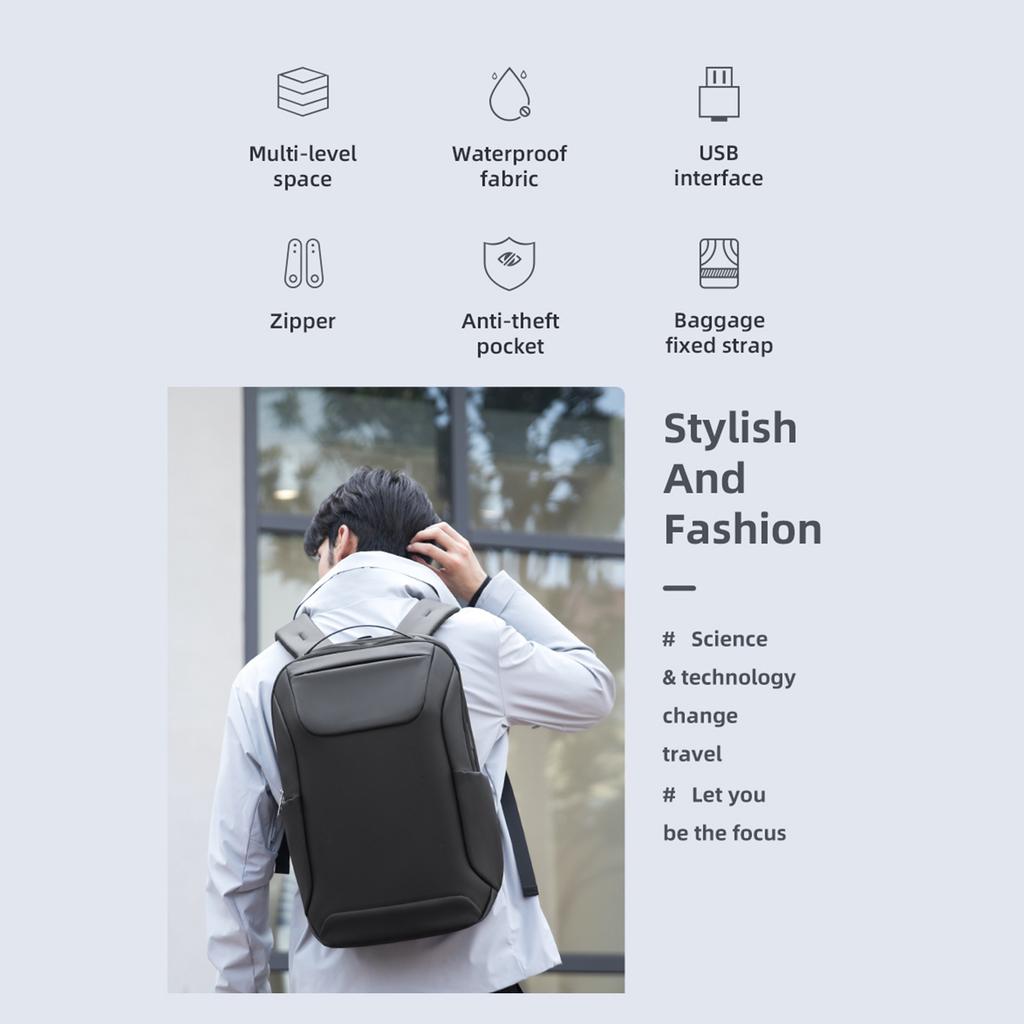 MARK RYDEN Multi-function Backpack Multi-layer Pockets Independent Laptop Interlayer USB Interface