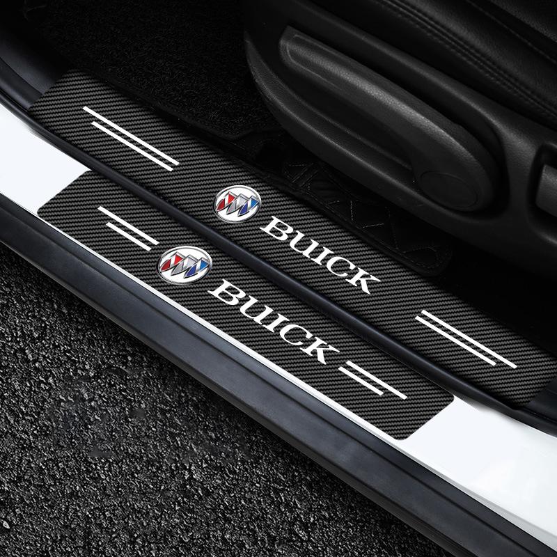 4-teiliges Set Einstiegsleisten-Schutzaufkleber aus Kohlefaser, kratzfest, passend für Buick Enclave, Regal, Lacrosse, Encore, Excelle und Envision
