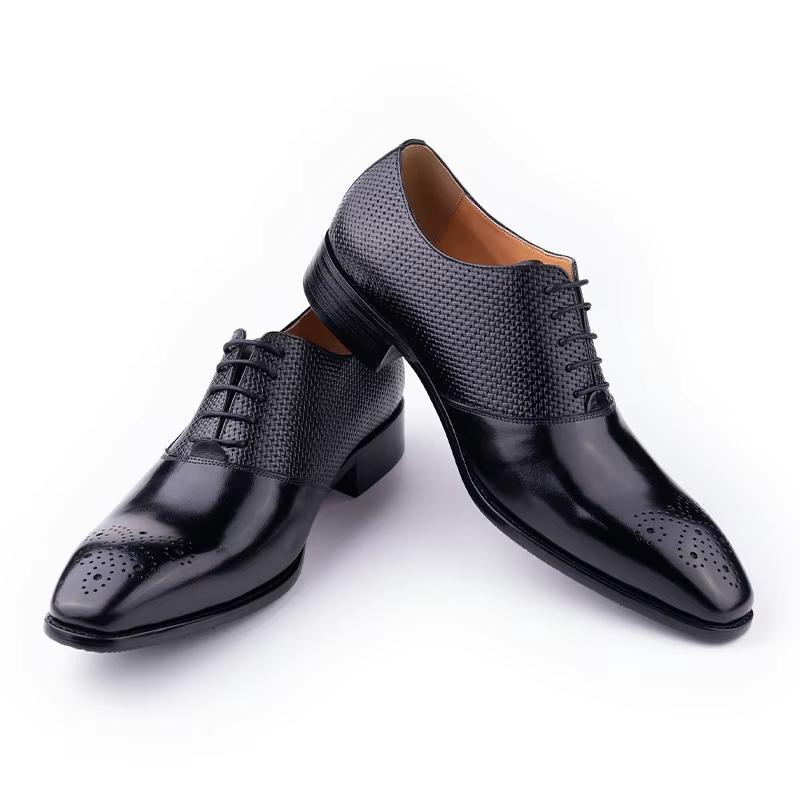 Fashion Classic Lace Up Dress Shoes For Men Top Layer Cow Leather Handmade Business Style Wearing Zapatillas Hombre Popular Design New