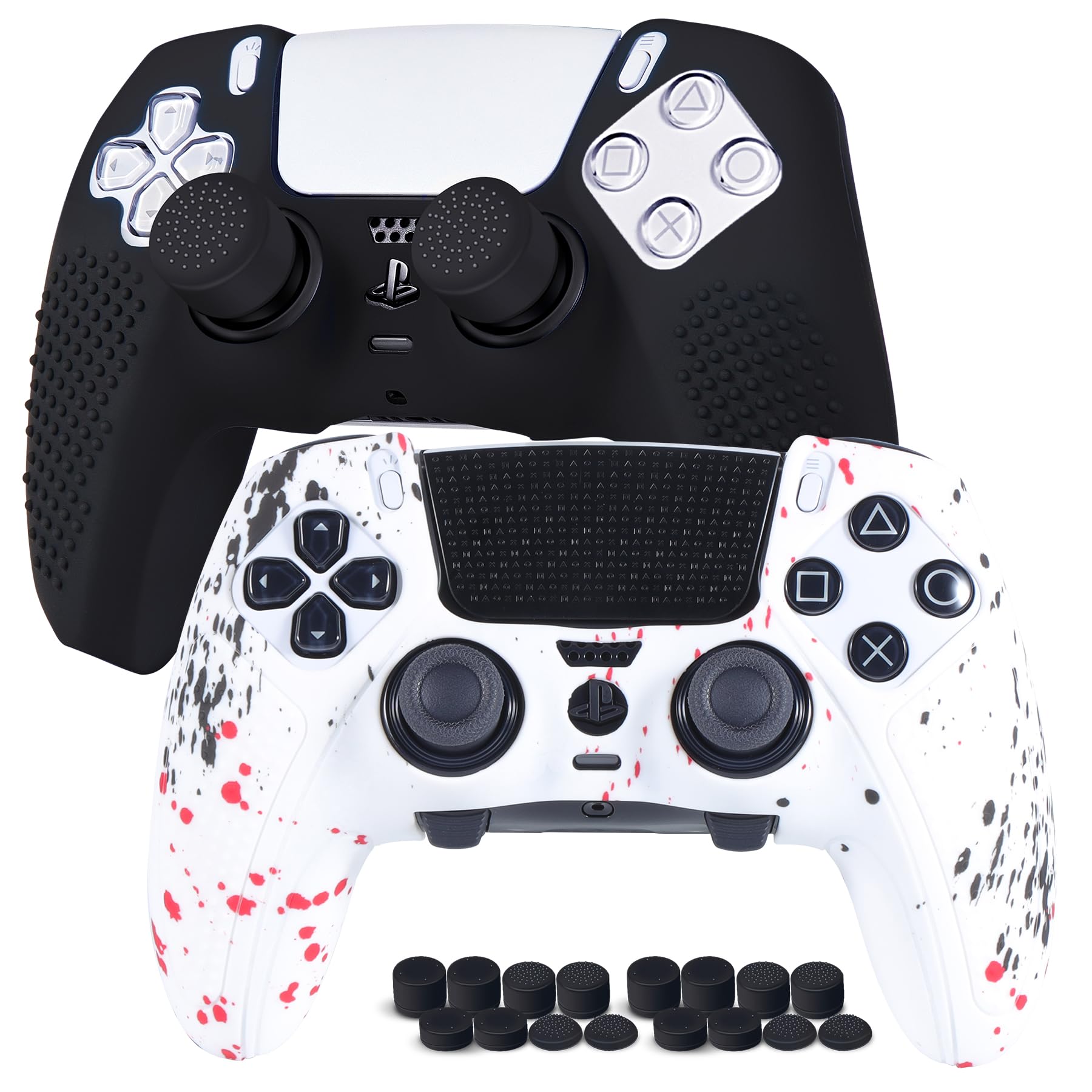 

Контролер JYXETOV PS5 Edge без силікону, можна заряджати за допомогою оригінальної кришки з друкованим малюнком, ергономічної форми, захисту, кришки з 8 кнопками, зарядного пристрою,