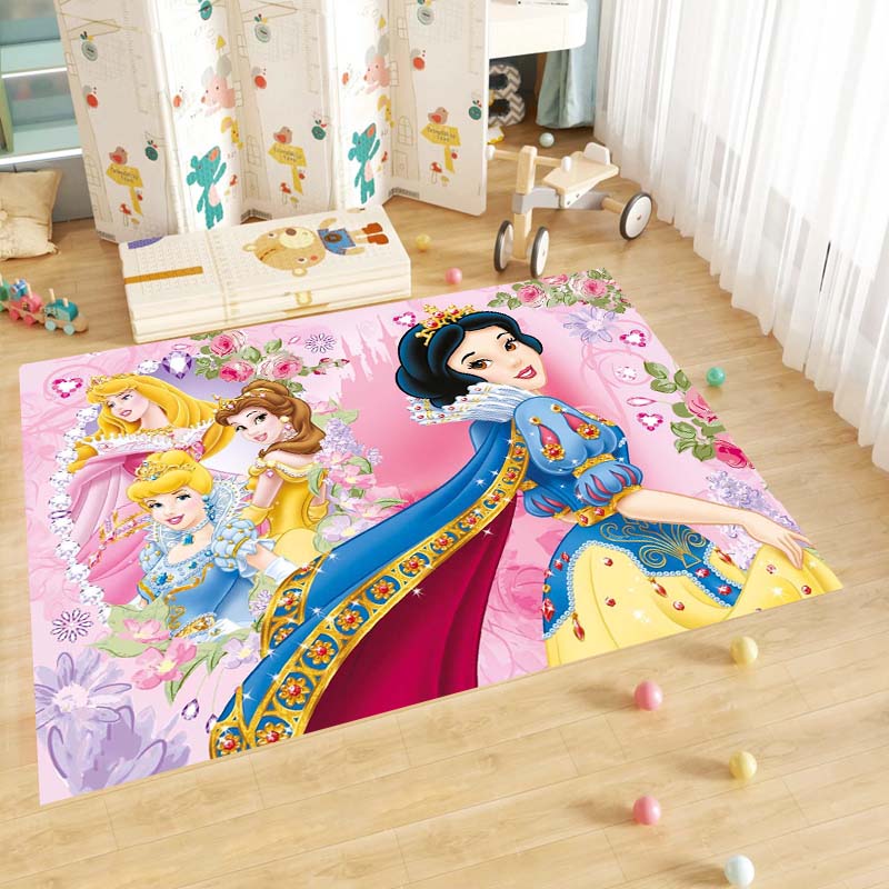 Cute cartoon rug with princess anime pattern, non-slip, machine washable, suitable for living room, bedroom, and home use.-22