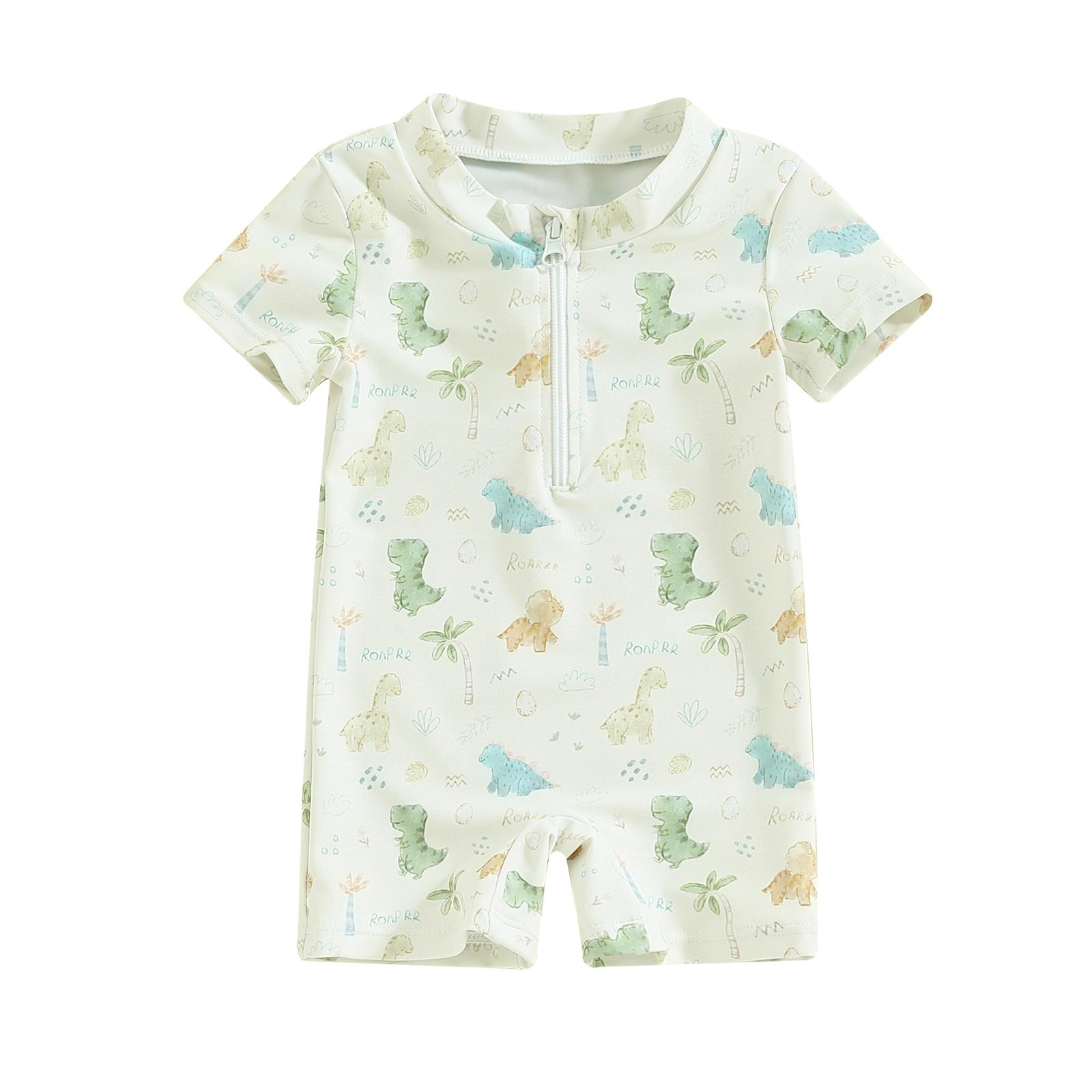 

Детский летний купальник для мальчиков 3, 6, 12, 18 месяцев, 1, 2 лет, повседневный комбинезон с принтом дерева/динозавра на молнии и короткими рукавами, купальный костюм, пляжная одежда, купальный костюм 1-2 Years слоновая кость