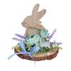 Wooden Easter Bunny Decoration Farmhouse Rustic Artificial Flower Colorful Egg Rabbit Table Sign Desktop Ornament