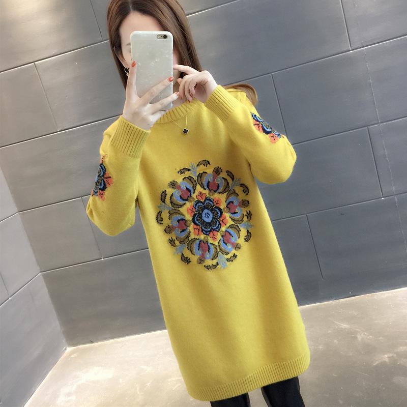 Women's 2024 Autumn/Winter Loose Knit Sweater - Thick, Trendy, Medium-Long Design