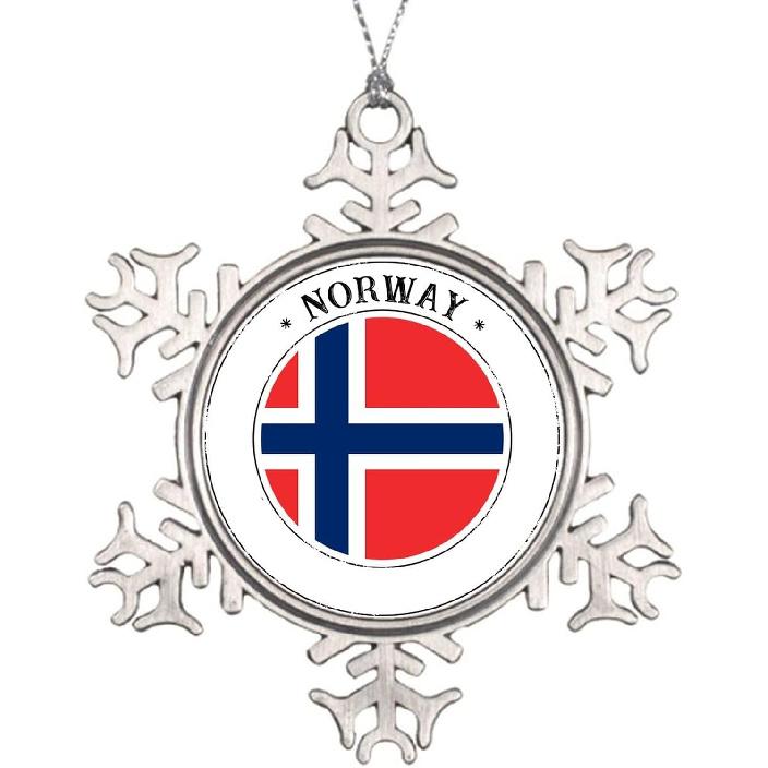 

Metal Snowflake Ornaments Norway Flag Christmas Ornament Keepsake Souvenir Gift Hanging Norway Ornaments for Christmas Tree Decor Norway
