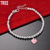 925 Sterling Silver 6mm Pink Heart Bead Bracelet - Exquisite Gift Jewelry