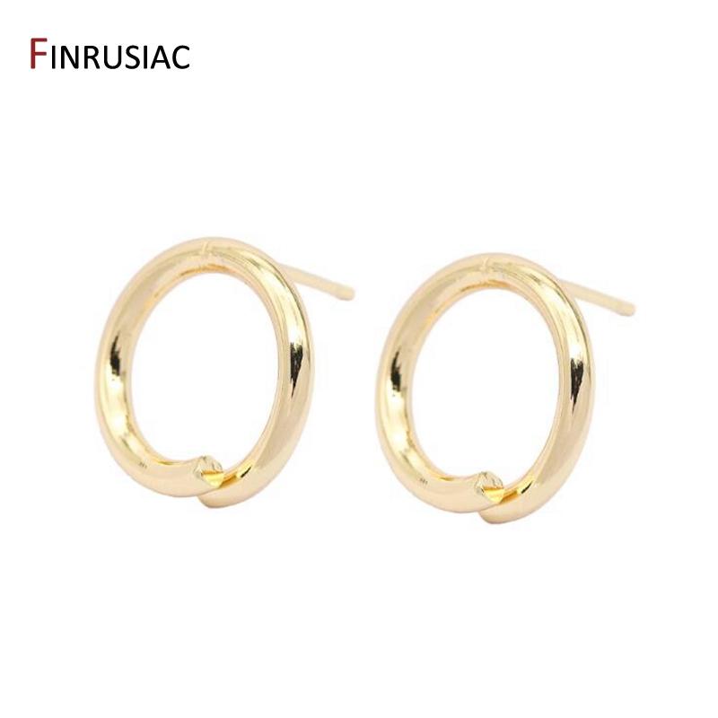 

14K Gold Plated Handmade DIY Making Earring Accessories Hypoallergenic 925 Silver Needle Round Open Ring Earrings Findings 1 Pair
