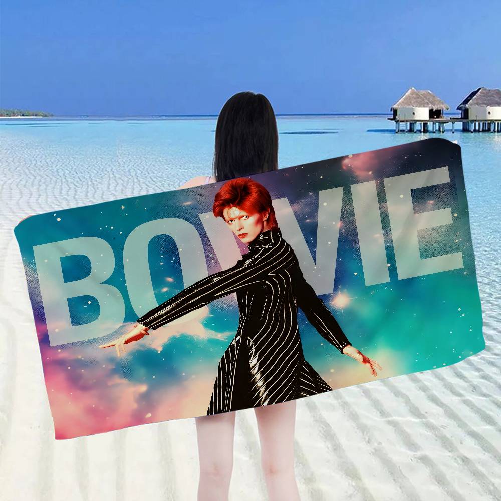 D-David B-Bowies Microfiber Printed Beach Towel Mountain Climbing Yoga Beach Swimming Running Absorbent Soft Towel