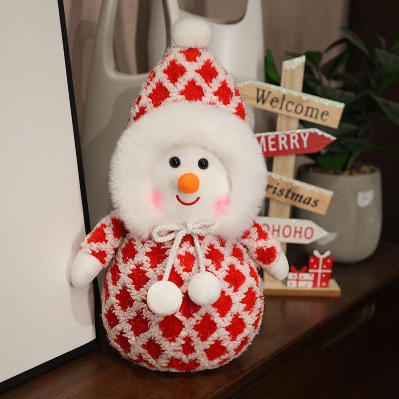 Cute Christmas Decoration Doll White Snowman Doll Plush Toy Small Children's Rag Doll Christmas Gift