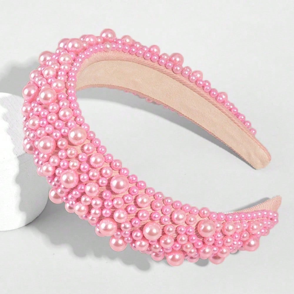 European and American Thick Simualtion Pearl Headband Pressure Hair Wide Edge Headband Handmade Hair Accessories