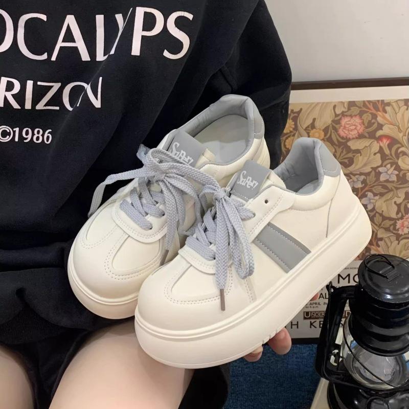 Thick-soled Bread Little White Shoes Women's New Spring Versatile Student Muffin Soles Small Height-increasing Board Shoes