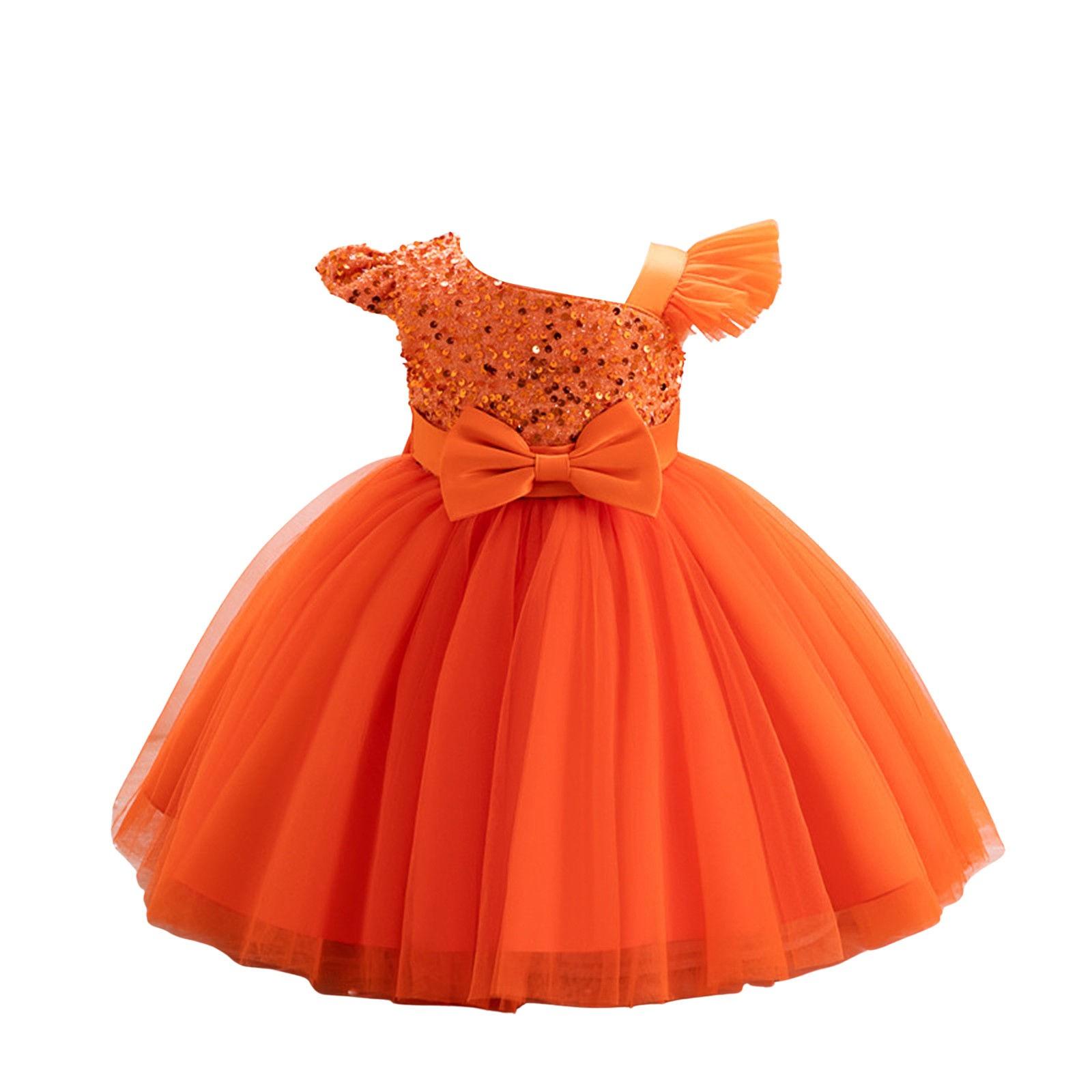 

Платье для вечеринки и танцев для маленькой девочки, бальное платье принцессы с пайетками 100 шафрановый