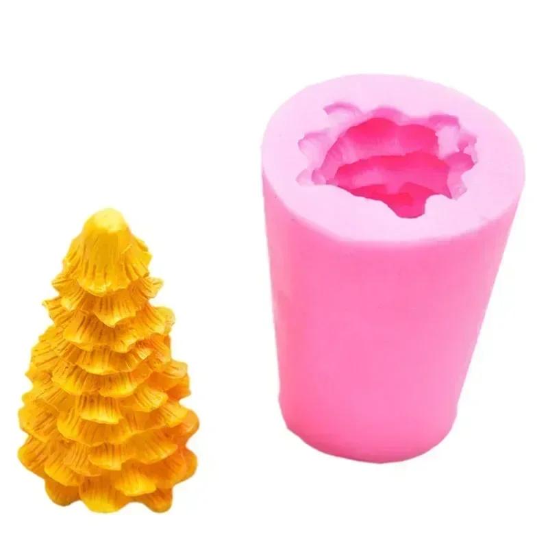 Moule Sapin de Noël 3D Cèdre Silicone Moule DIY Bougie Aromathérapie Plâtre Décoration Moule Sapin de Noël Décor Gâteau Arbre Moule de Cuisson