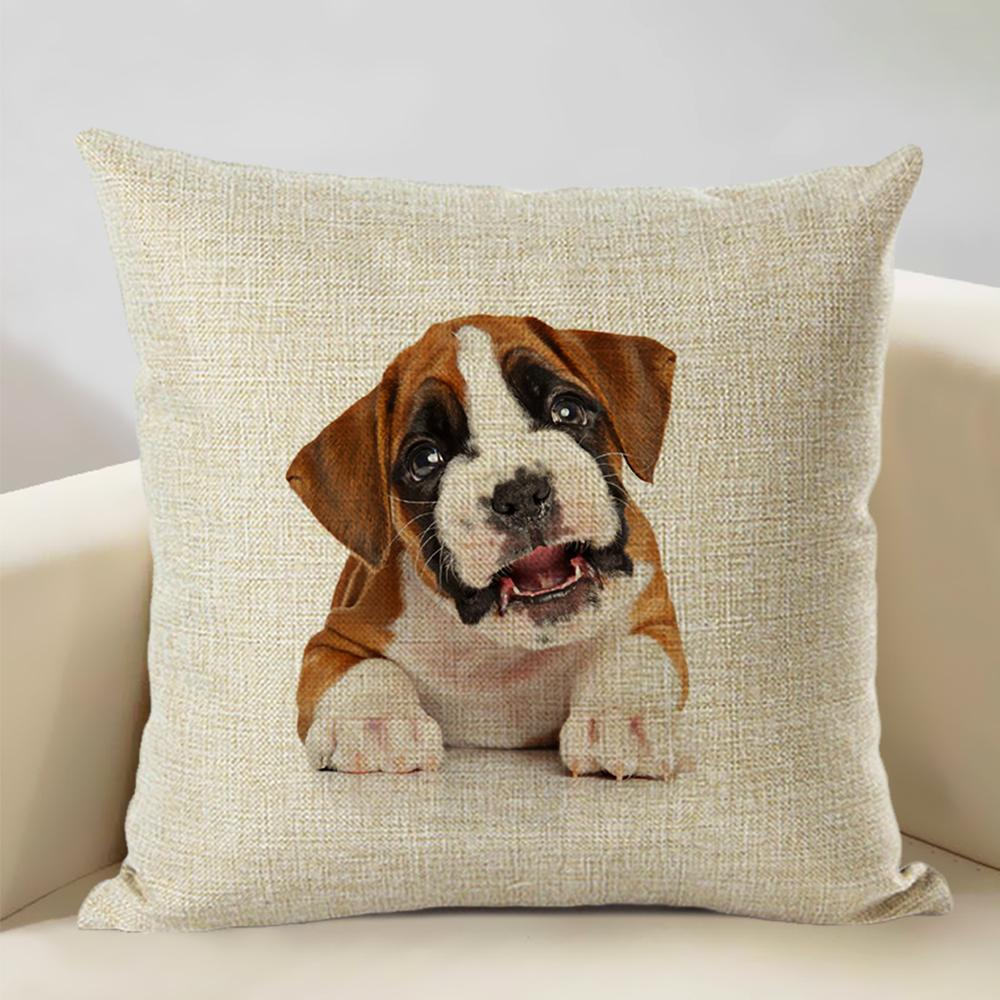 Nordic Animal Portrait Decorative Cushion Cover Dog Fashion Sofa Pillow Cover 45x45cm Linen Children's Gift Dog Companion