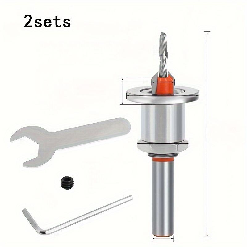 Burghiu cu adâncime reglabilă, cu alezor, oțel aliat, argintiu, limitator, conic, pentru prelucrarea lemnului, burghiu cu limitator pentru alezor