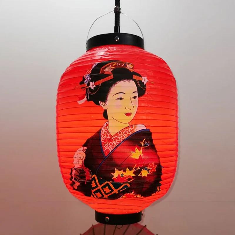 25x50cm Japanese Pvc Waterproof Lantern Geisha Hanging Korean Ramen Sashimi Cuisine Shop Restaurant Pub Decor Outdoor Lanterns