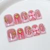 10Pcs French Handmade White Flower Press On Nails Full Cover Fake Nail Tips Stick On False Nails