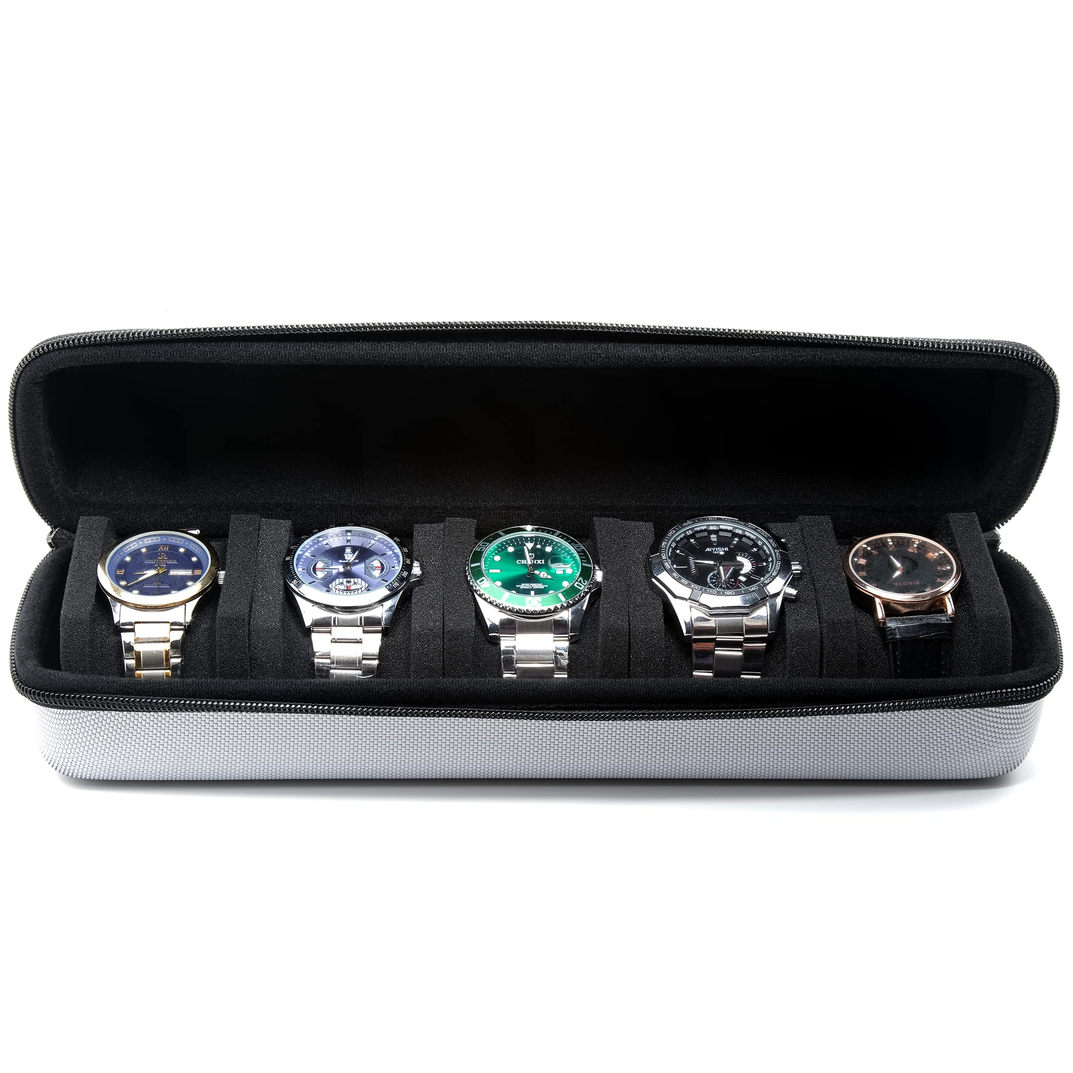 

AUKURA watch travel case (gray, 5 slots).
