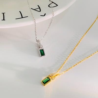 Yüksek Kaliteli Yeşil Pırlanta Küçük Kilit Kolye, Hafif Lüks, Moda Mizaç, Çok Yönlü Köprücük Kemiği Zinciri, Yeni Stil