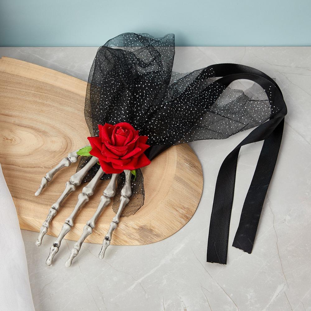 Punk Style Halloween Head Buckle Simulation Hairbands Cosplay Prop Hand Bone Hair Clip  Kids