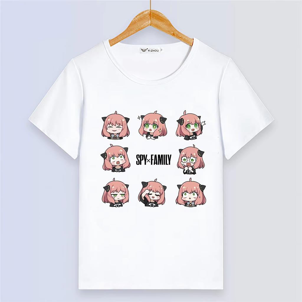 Anime SPY×FAMILY Short Sleeve Digital Print White Summer Plus Size Couple Cute Cartoon T Shirt Harajuku Style Outerwear Women And Men T-Shirt