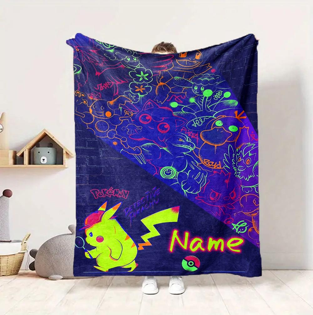 Custom Name Ghostly Friends Flannel Blanket Throw Blanket Soft Warm Sofa Bed home Decor Unique Gift