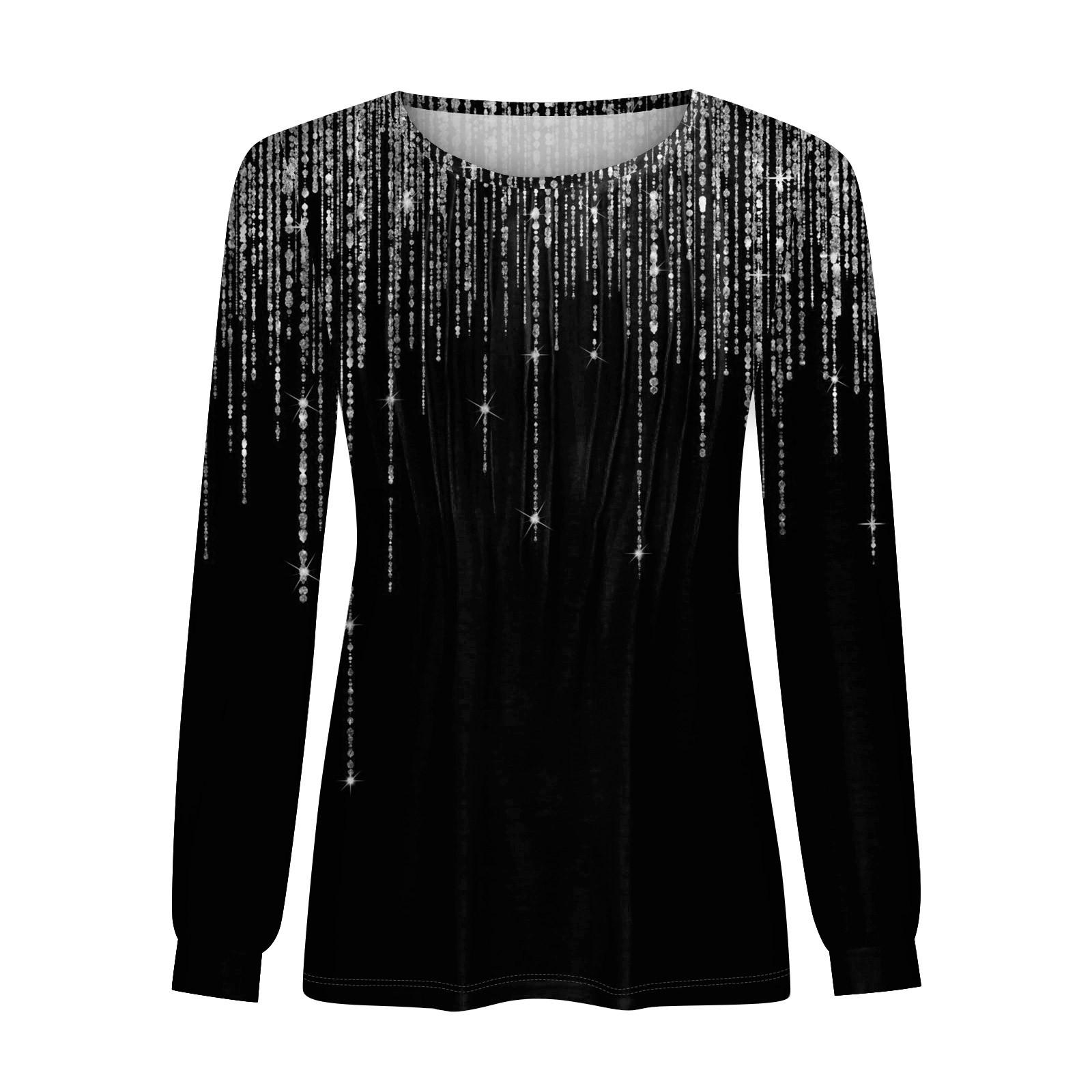 Женская повседневная плиссированная футболка с круглым вырезом и длинными рукавами — фото 5