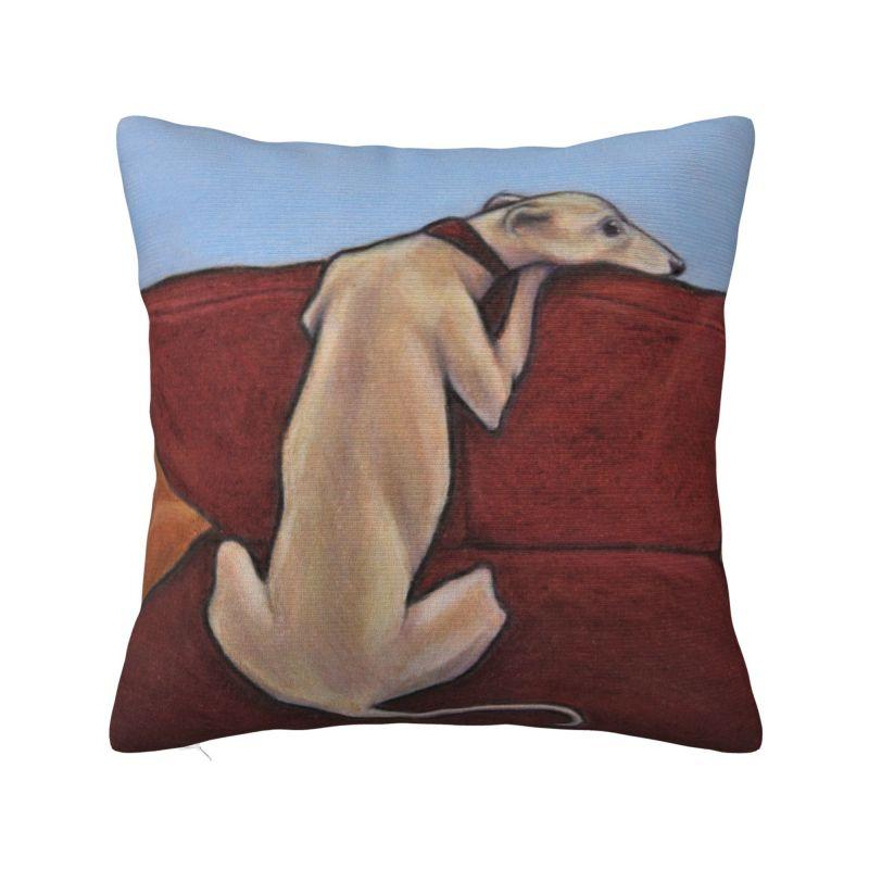

Italian Greyhound Dog Floral Cushion Cover Polyester Sighthound Whippet Dog Pillow Sofa Car Square Pillowcase Home Decorative 30x30cm 12x12in