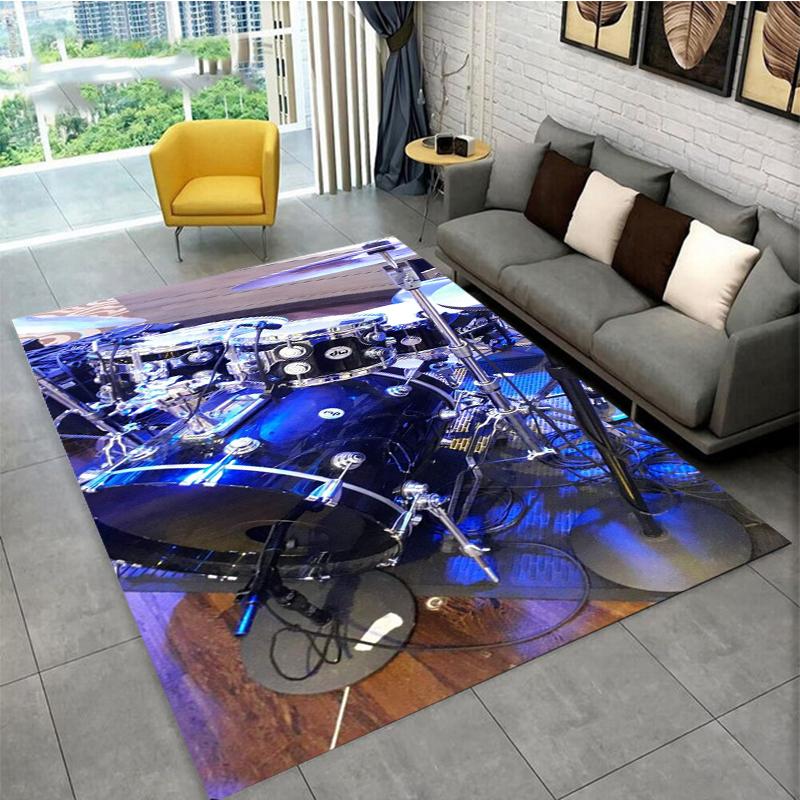 3D Drum Instrument Carpet, Living Room,bedroom, Sofa, Door Mat, Decorative Carpet, Drum Sound Insulation and Anti Slip Floor Mat