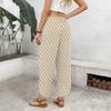 Women's Casual Wide Leg Drawstring Printed Pants with Loose Fit