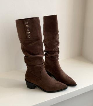 Petite Vintage Knee-High Boots For Women, Versatile Autumn And Winter Design, Versatile Rider Boots, Slimming And Stacked Boots