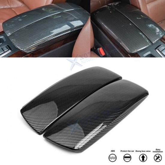 Carbon Fiber Center Console Armrest Box Panel Cover Fit 07-13 BMW X5 X6 E71 E70