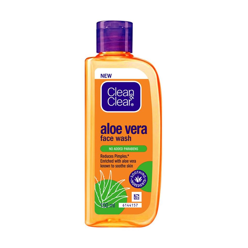 Clean & Clear Aloe Vera Face Wash 100ml Gentle Daily Skin Cleanser Reduces Pimples Naturally