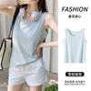 H Snowflake cotton suspender vest for women's summer wear loose meat cover bottom with crew neck sleeveless old man shirt top