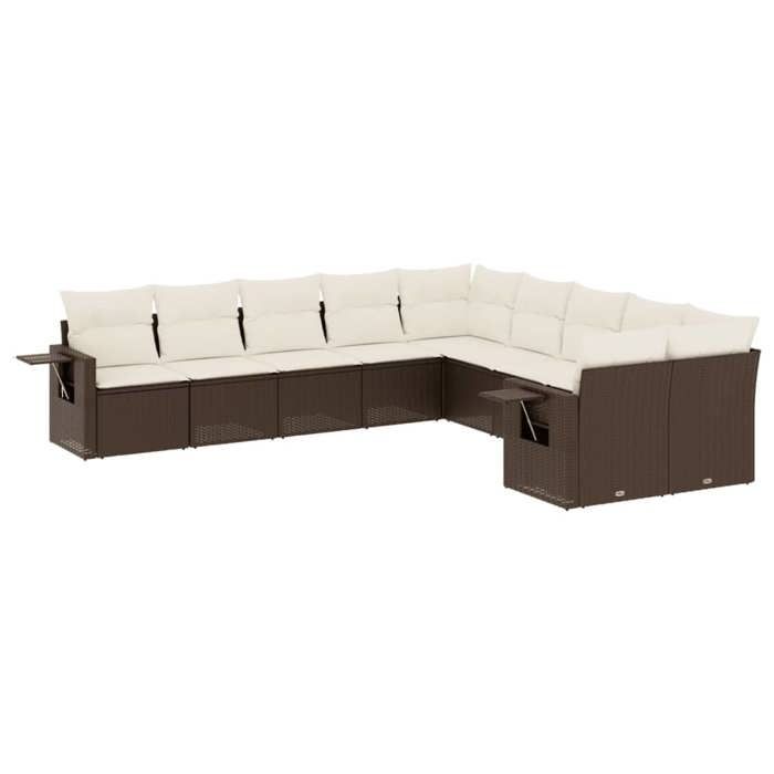 VidaXL Garden Lounge Set with Cushions 10 Pcs, Patio Sofas, Patio Furniture Set, Outdoor Furniture, Brown 3253050