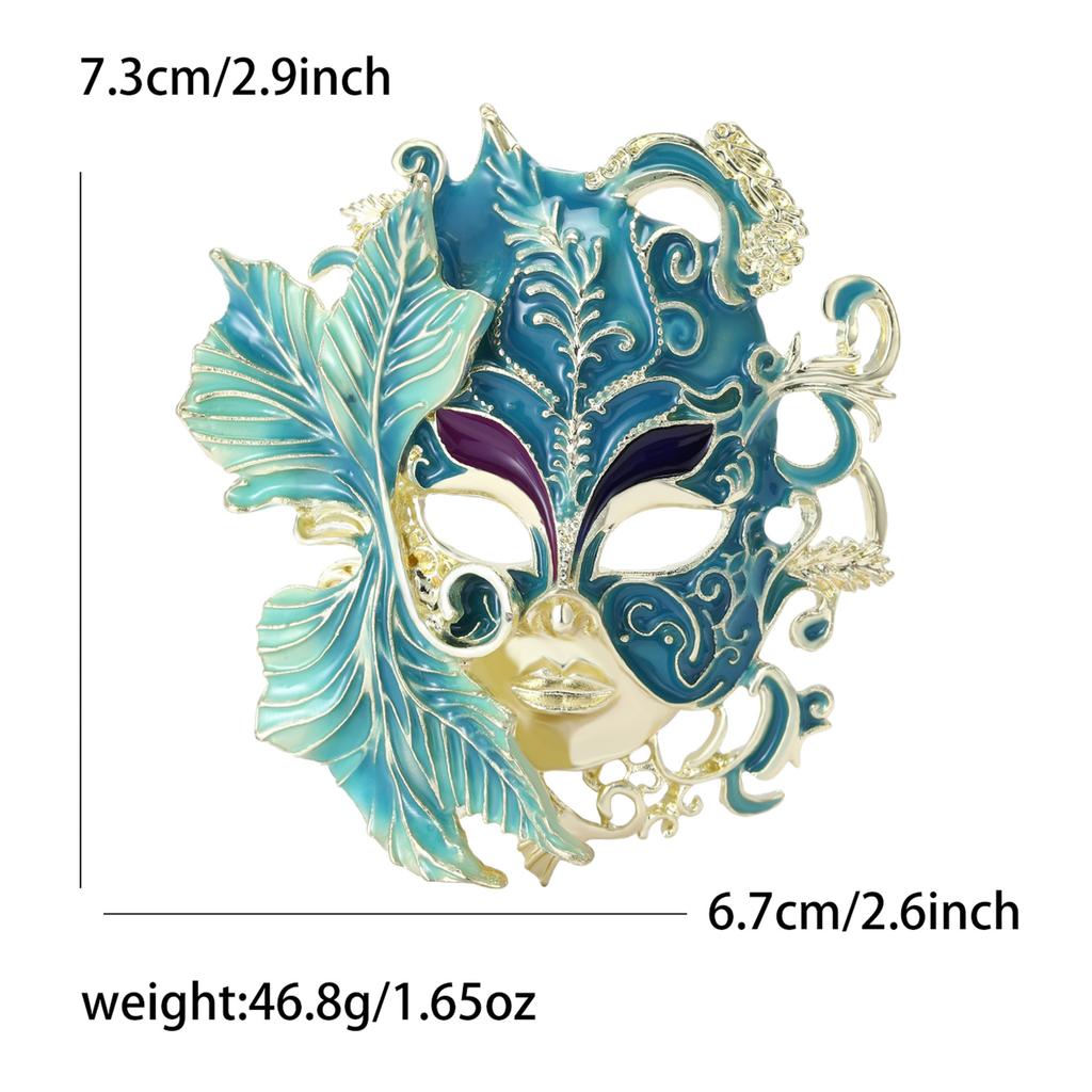 Vintage Palace Embossed Face Mask Brooch Men Women Costume Accessories Corsage Pin Jewellery Gifts