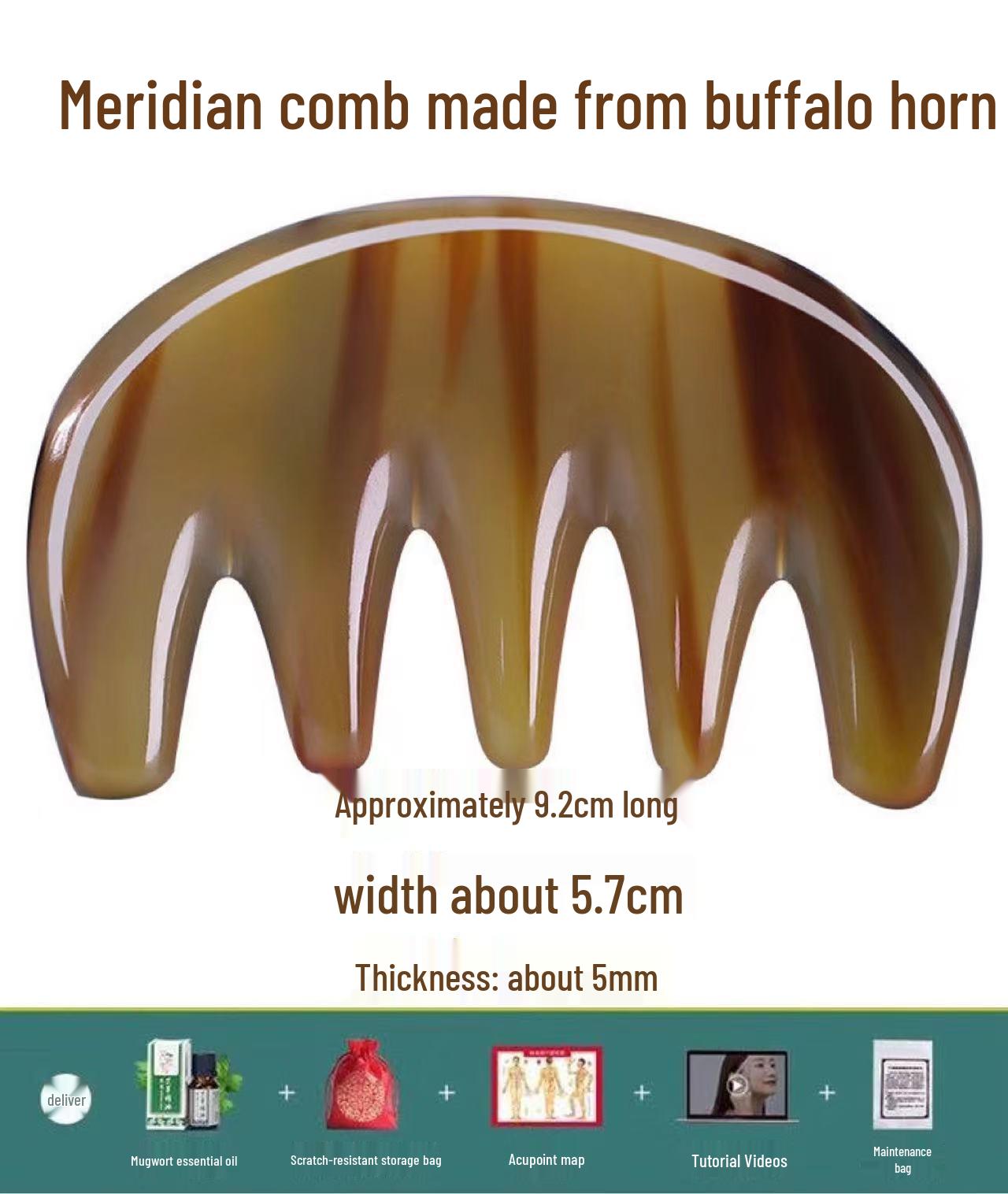 Натуральная белая роговая гребень-массажер с широкими зубьями