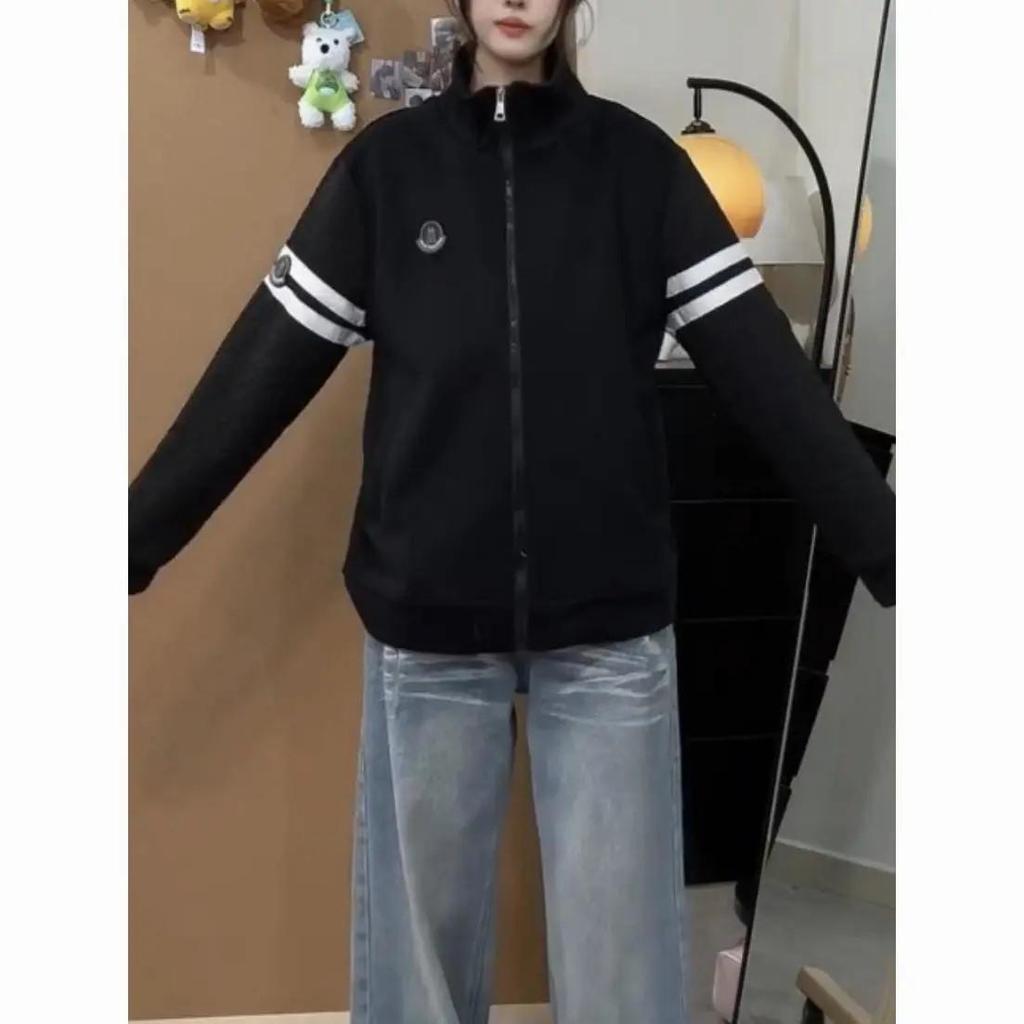 Sweat à capuche cardigan tendance brodé unisexe - Veste légère de luxe à col montant zippée