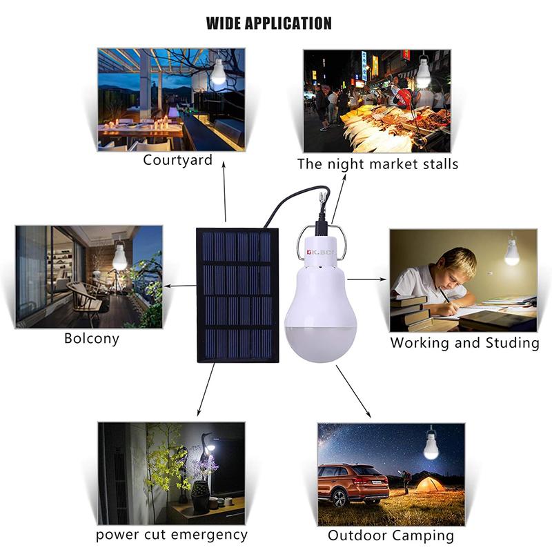 USB/Solar Charging Emergency LED Solar Bulb Sunlight Powered Lamps Waterproof Hanging Portable Bulb for Garden Hiking Camping
