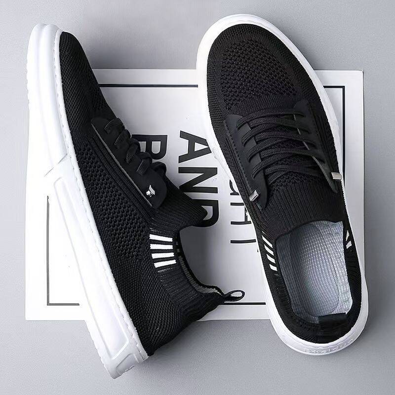 2025 Spring New Shoes for Men Mesh Casual Shoes Breathable Flat Skateboard Shoes Slip-on Sneaker