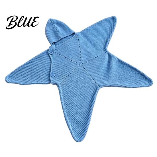 Sacco Nanna Neonato Ricordo Stella Marina, Sacco Nanna a Maglia con Cappuccio, Coperta Indossabile Neonato Accogliente a Forma di Stella, Oggetto di Scena per Fotografia