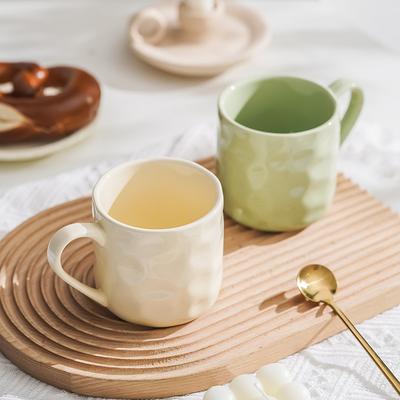 Chaozhou Ceramic Cups High Appearance Level  Ins Style Breakfast Cups Cream Style Couple Water Cups Simple Household Mugs