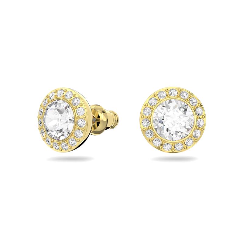 Swarovski Elegante und Intelligente Runde Schliff Una Engelsgleiche Goldfarbene Steckerohrringe Damen Gold 5505470