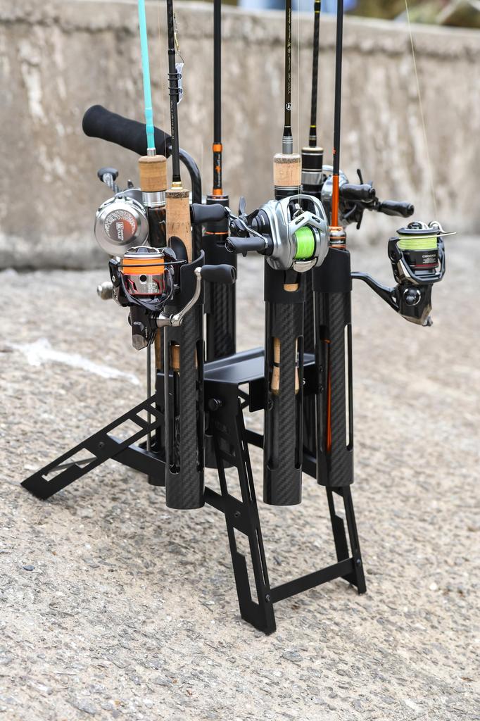 Gomexus P6 Rod Stand for Area Trout Carbon Holds 6 Foldable Fishing, Portable, Fiber, Rods,