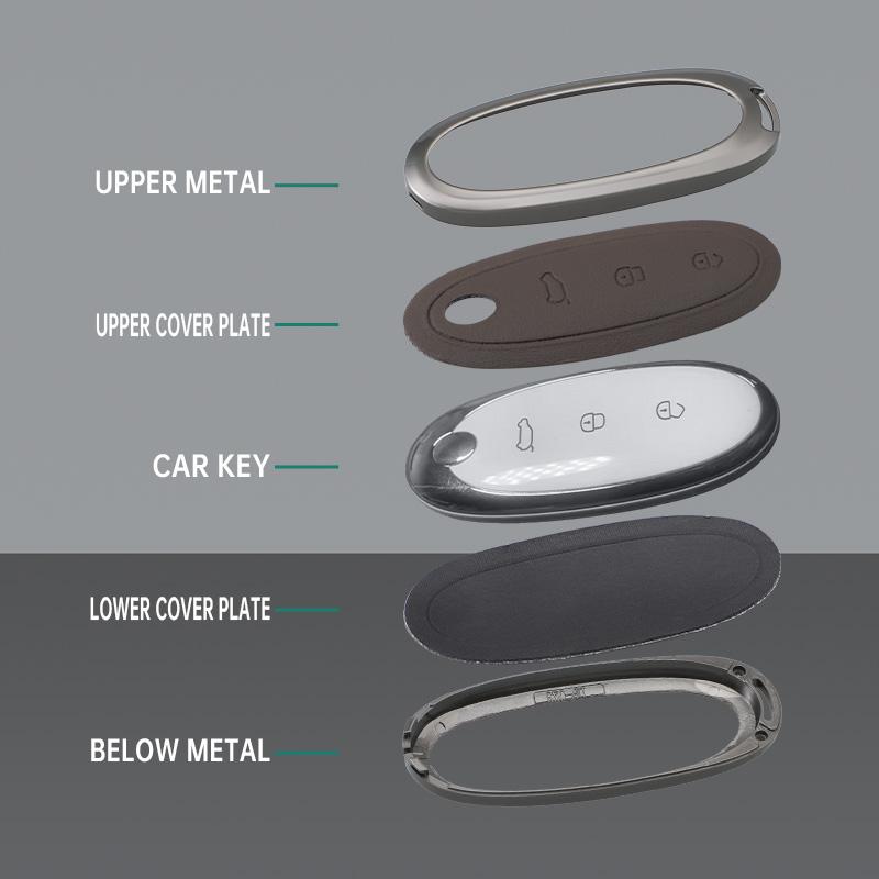 Zinc Alloy + Leather Car Key Case Cover Shell For Dongfeng Nammi 01New Engery High Level Keychain Protective Accessories